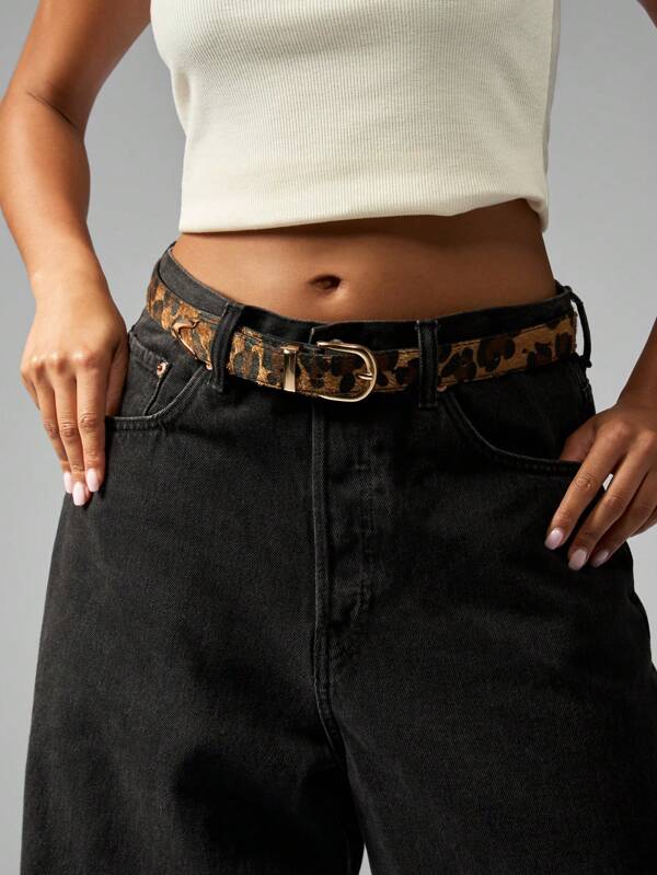 MISSGUIDED Leopard Print Belt With Gold Buckle