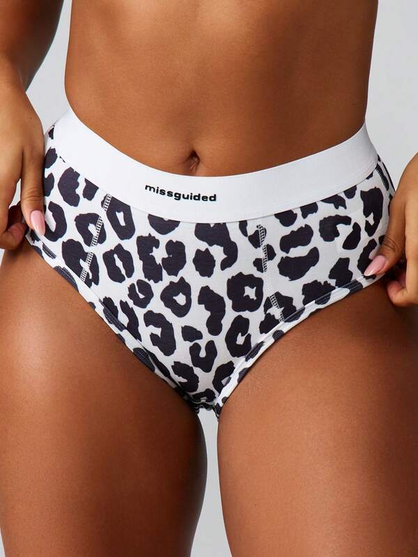 MISSGUIDED Leopard Print High Waisted Brief