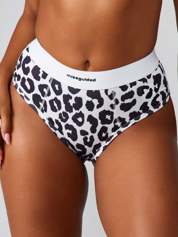 MISSGUIDED Leopard Print High Waisted Brief