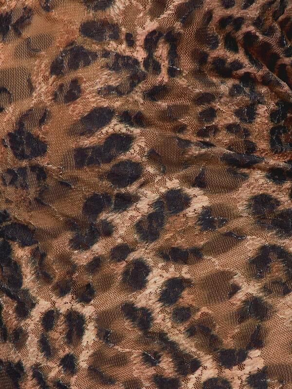 MISSGUIDED Leopard Print Mesh Maxi Dress With Long Sleeves