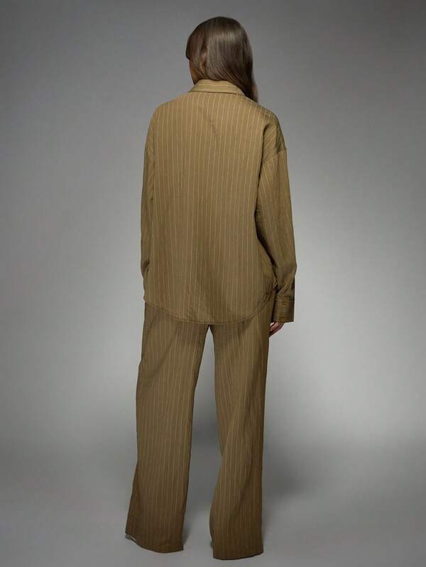 MISSGUIDED Linen Button Down Shirt And Wide Leg Trousers Coordinates