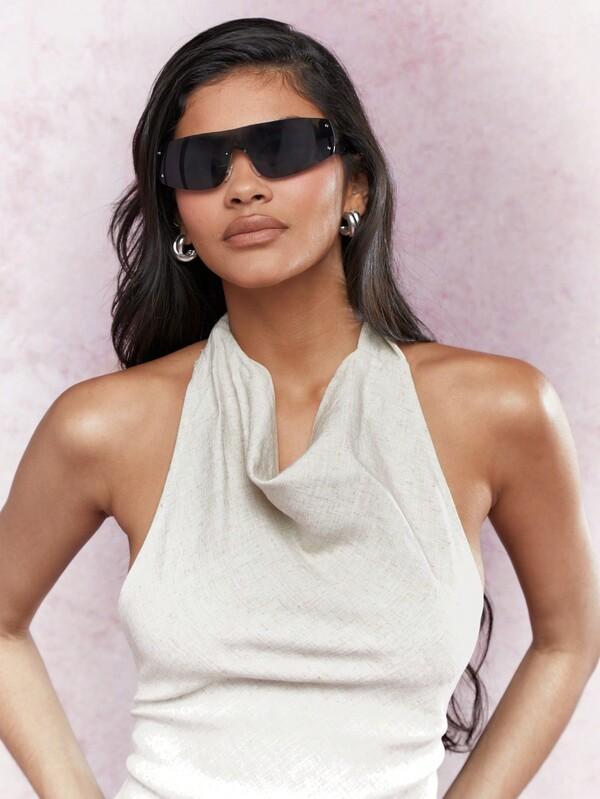 MISSGUIDED Linen Halter Neck Backless Top