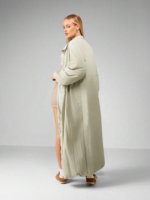 MISSGUIDED Long Oversized Windbreaker Coat With Side Pockets