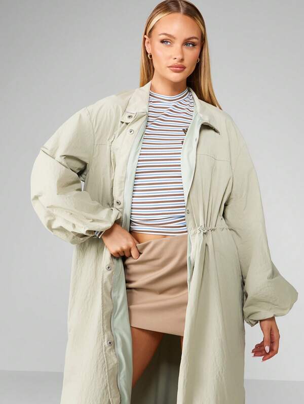 MISSGUIDED Long Oversized Windbreaker Coat With Side Pockets