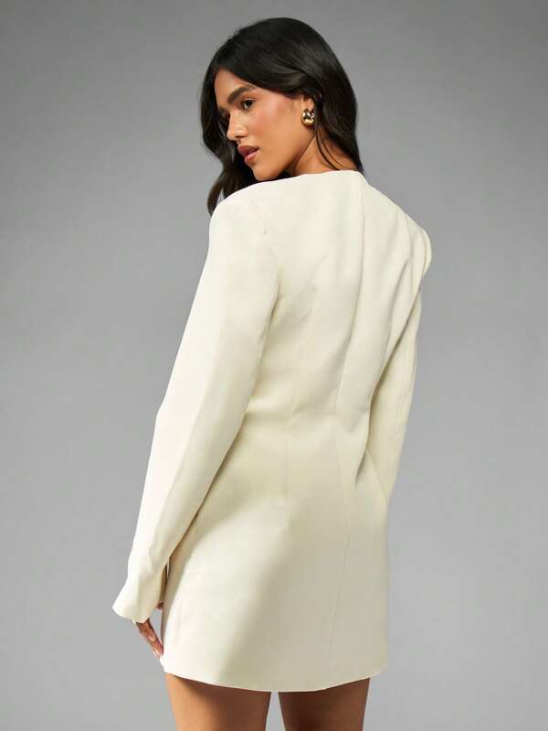 MISSGUIDED Long Sleeve Blazer Mini Dress With Button Detail