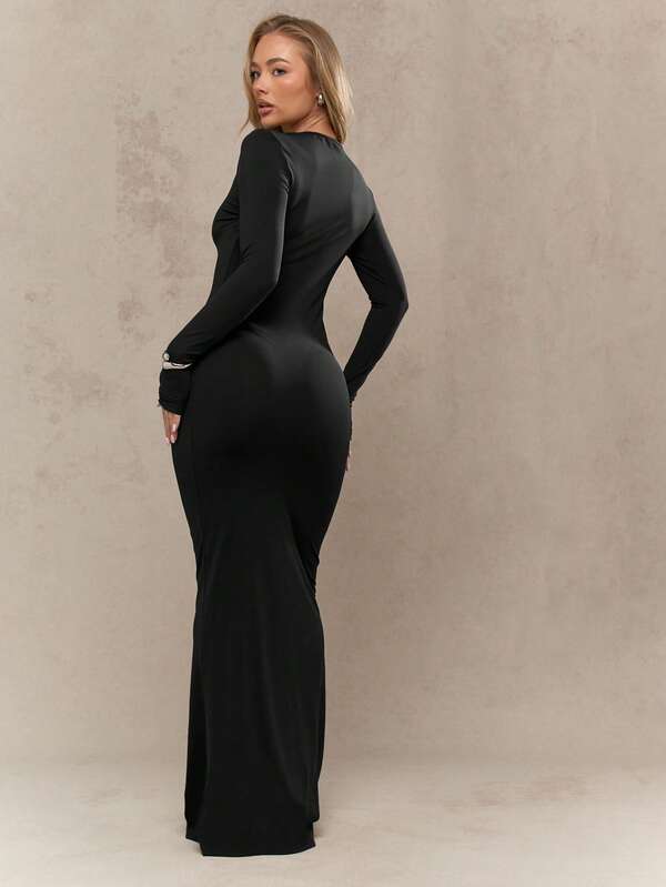 MISSGUIDED Long Sleeve Bodycon Maxi Dress