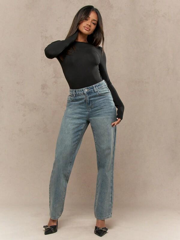 MISSGUIDED Long Sleeve Bodysuit With Crew Neck And Fitted Silhouette