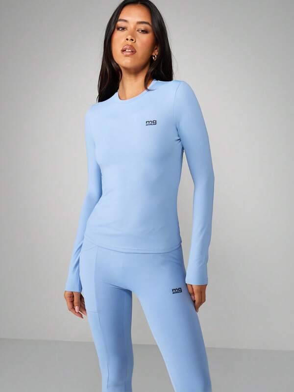 MISSGUIDED Long Sleeve Crop Top With High Waist Leggings Set
