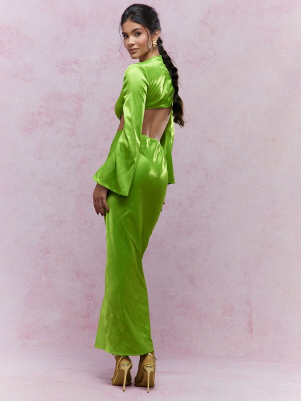 MISSGUIDED Long Sleeve Maxi Evening Gown With Cut-Out Detail