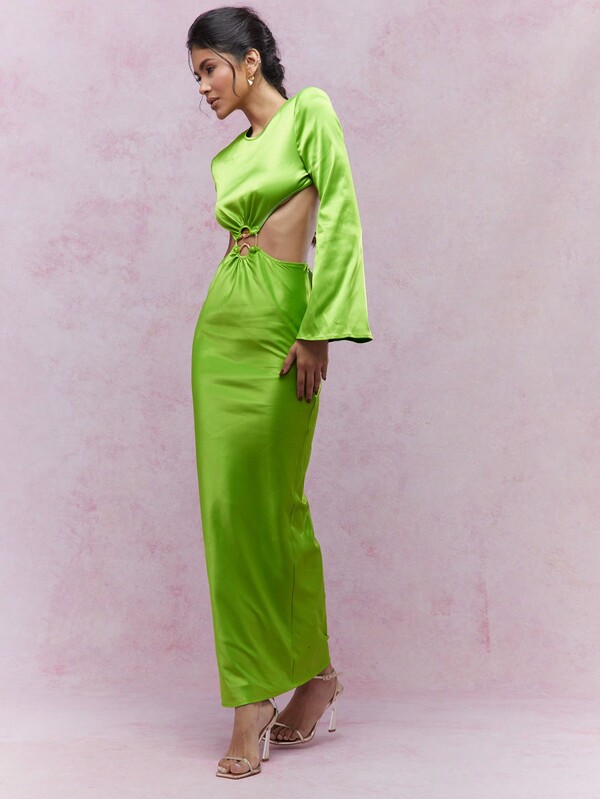 MISSGUIDED Long Sleeve Maxi Evening Gown With Cut-Out Detail