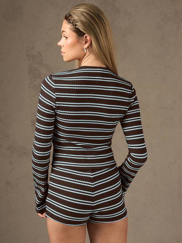 MISSGUIDED Long Sleeve Micro Mini Ribbed Knit Two Piece Outfit