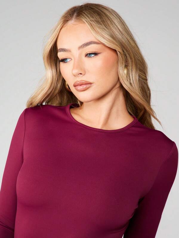 MISSGUIDED Long Sleeve Ruched Bodycon Mini Dress