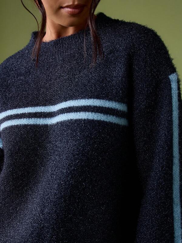 MISSGUIDED Long Sleeve Striped Knit Sweater