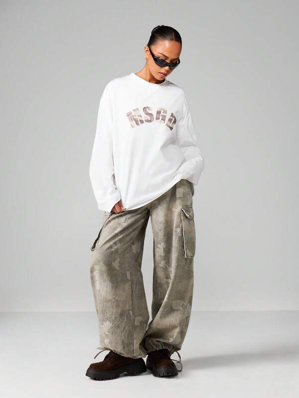 MISSGUIDED Long Sleeve Text Print Sweatshirt