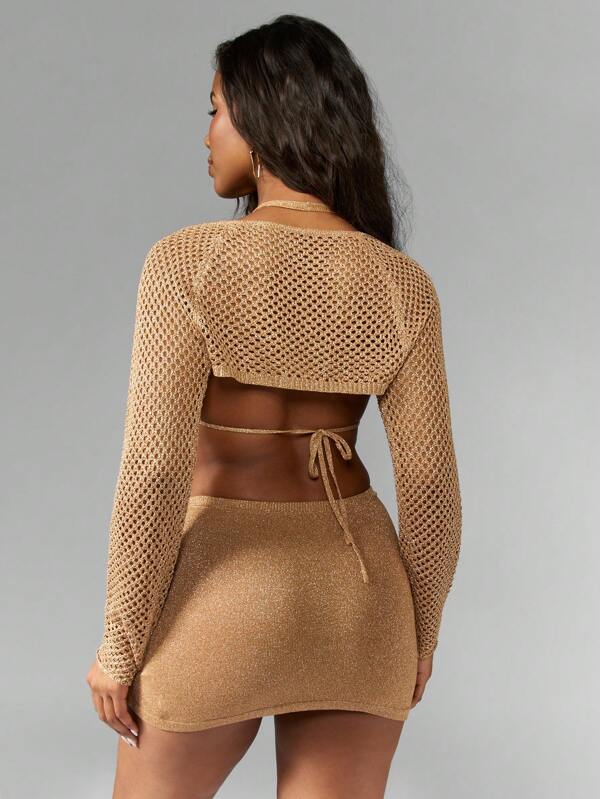 MISSGUIDED Metallic Sparkling Long Sleeve Cardigan