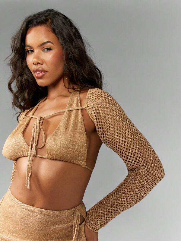 MISSGUIDED Metallic Sparkling Long Sleeve Cardigan
