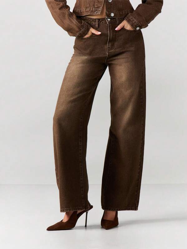 MISSGUIDED Mid Rise Straight Leg Denim Jeans