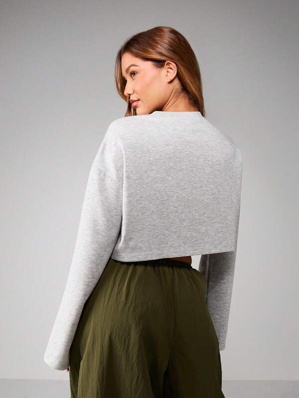 MISSGUIDED Boxy Cropped Long Sleeve Top
