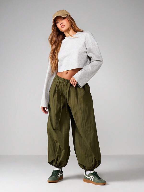 MISSGUIDED Boxy Cropped Long Sleeve Top