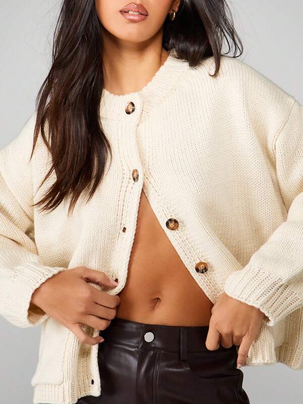 MISSGUIDED Button Up Knit Cardigan