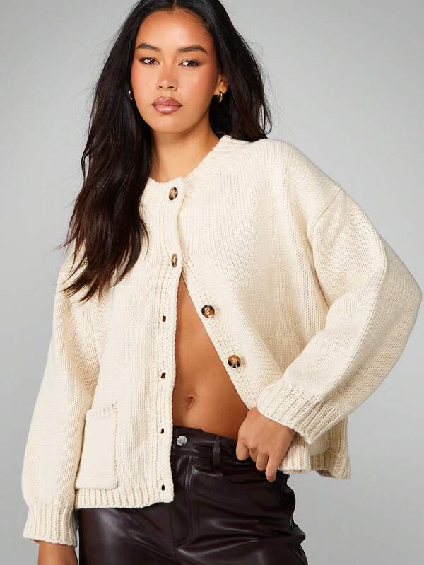 MISSGUIDED Button Up Knit Cardigan