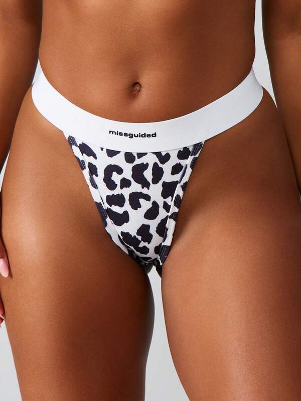 MISSGUIDED Cow Print High Waisted Thong