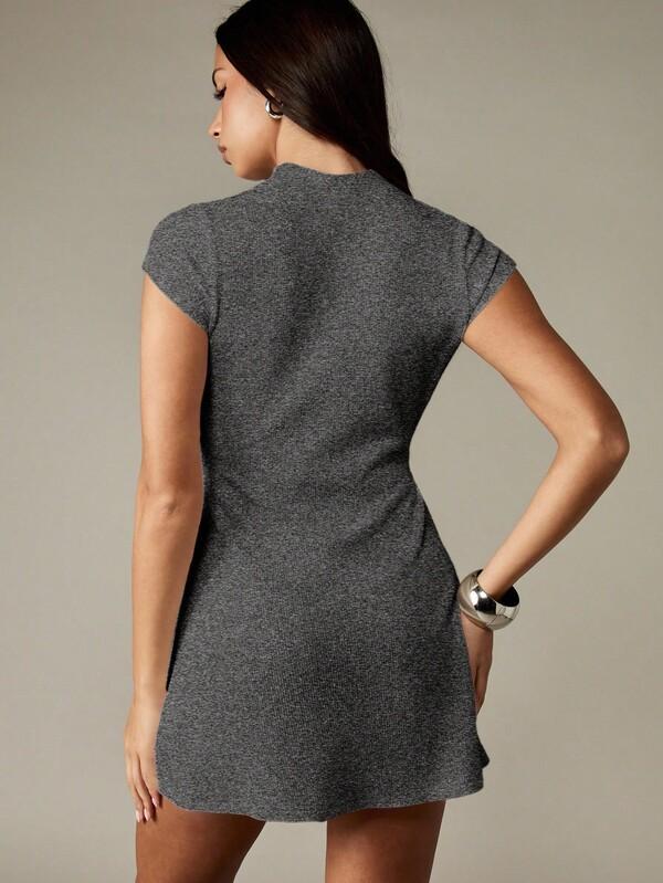 MISSGUIDED Crew Neck Ribbed Mini Dress