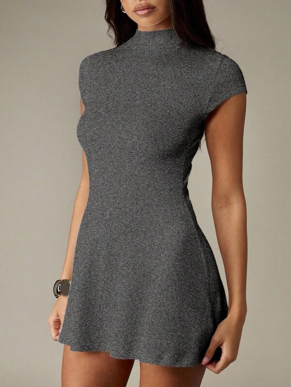 MISSGUIDED Crew Neck Ribbed Mini Dress