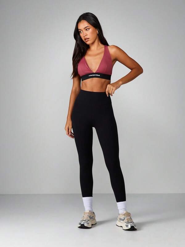 MISSGUIDED Deep V Cross Back Sports Bra