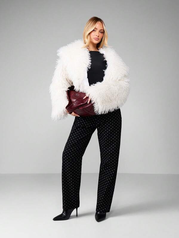 MISSGUIDED Faux Fur Open Front Coat