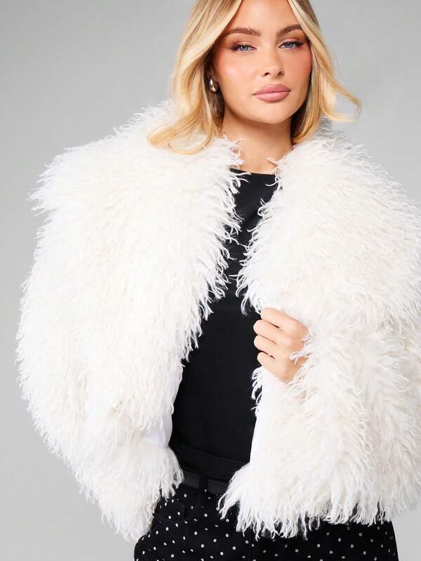 MISSGUIDED Faux Fur Open Front Coat