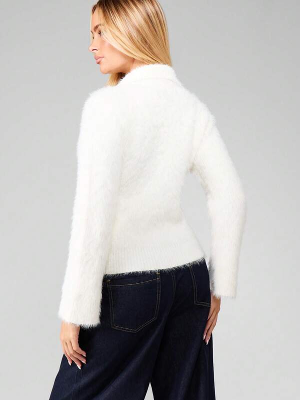 MISSGUIDED Fluffy Open Front Cardigan