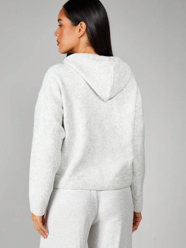 MISSGUIDED Hooded Zip Up Knit Cardigan