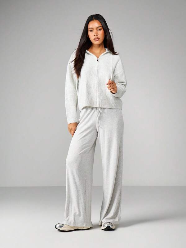 MISSGUIDED Hooded Zip Up Knit Cardigan
