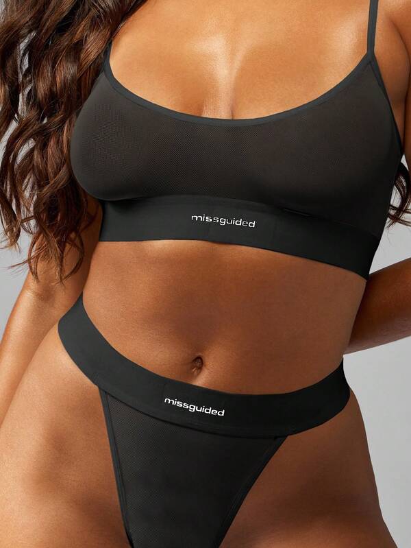 MISSGUIDED Mesh Scoop Neck Bralette
