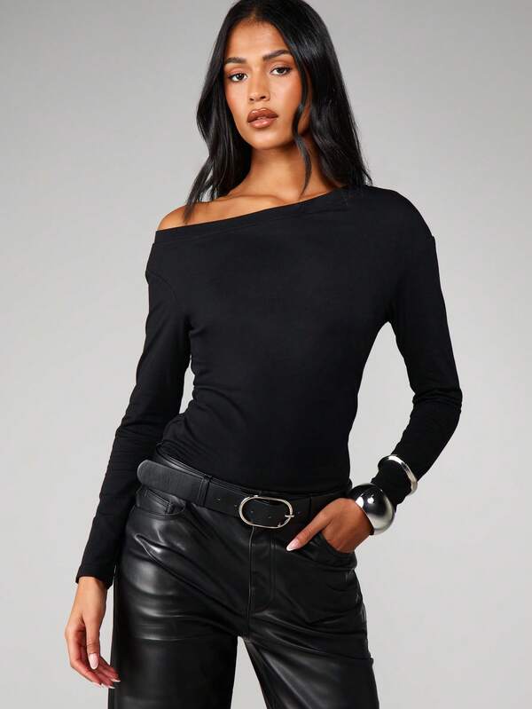 MISSGUIDED Off Shoulder Long Sleeve Top