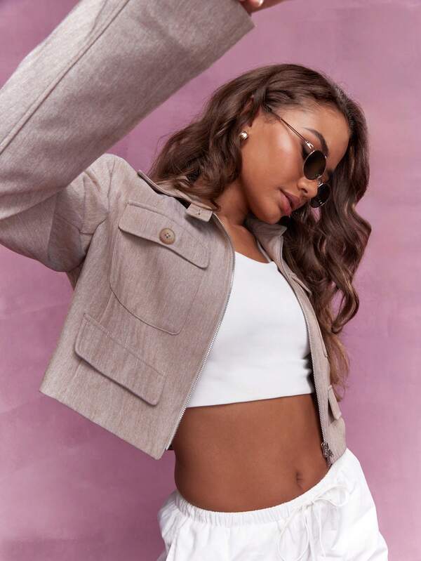 MISSGUIDED Pocket Detail Crop Jacket