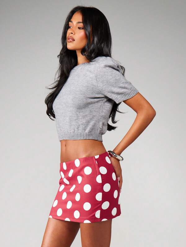 MISSGUIDED Polka Dot Bodycon Mini Skirt
