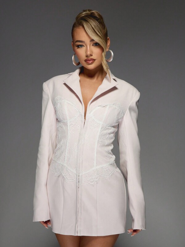 MISSGUIDED Sheer Lace Corset Blazer