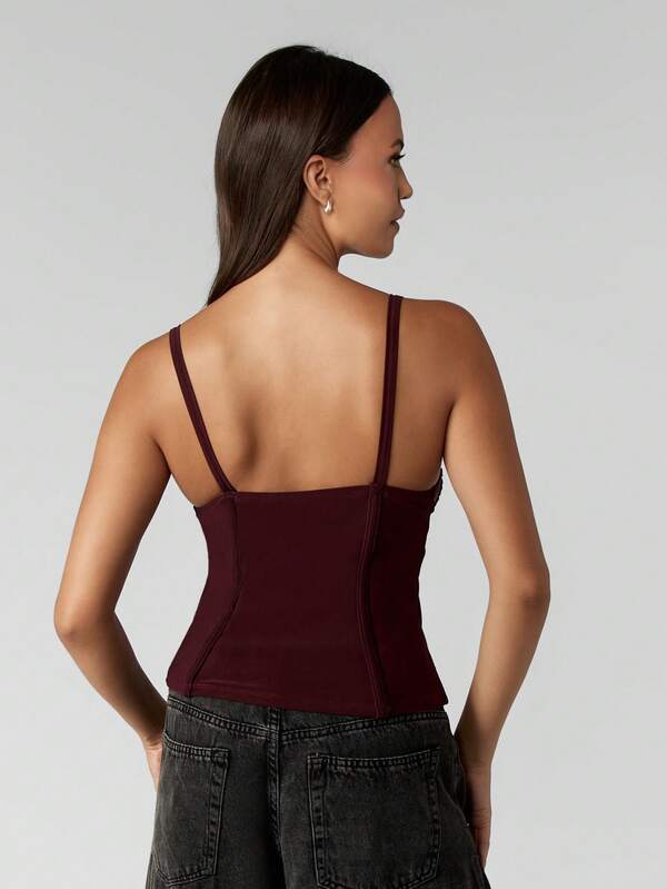 MISSGUIDED Shirred Bust Corset Tank Top