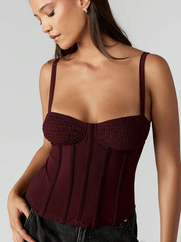 MISSGUIDED Shirred Bust Corset Tank Top
