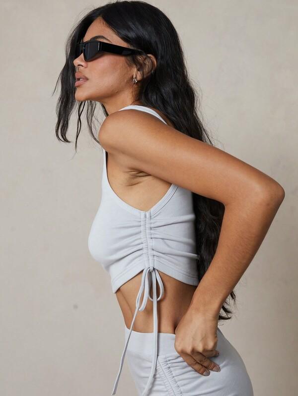 MISSGUIDED SIde Ruched Crop Tank Top
