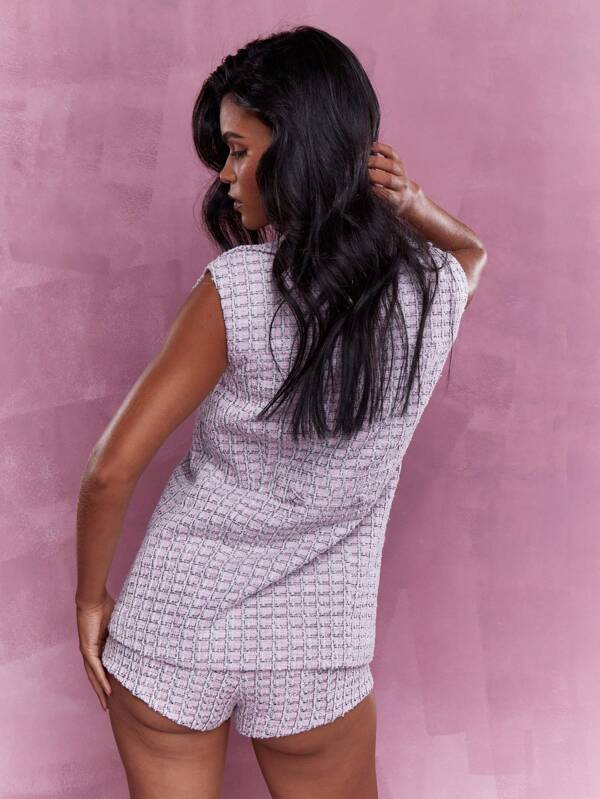 MISSGUIDED Tweed DB Sleeveless Jacket