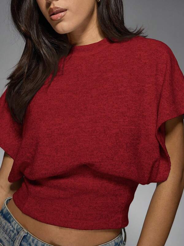 MISSGUIDED Mock Neck Dolman Sleeve Crop Top With Fitted Waist