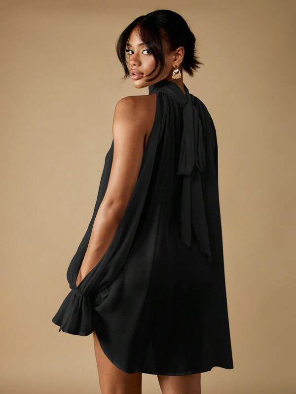 MISSGUIDED Mock Neck Sleeveless Top With Bow Detail