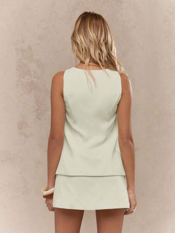 MISSGUIDED Modern Chic Button-Front Waistcoat Mini Skirt Two-Piece Set