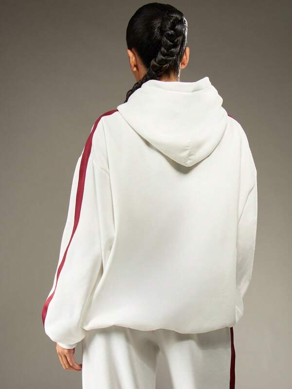 MISSGUIDED Monogram Oversized Hoodie With Side Stripe Detail