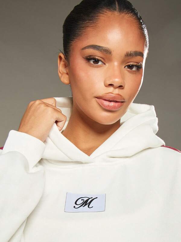 MISSGUIDED Monogram Oversized Hoodie With Side Stripe Detail