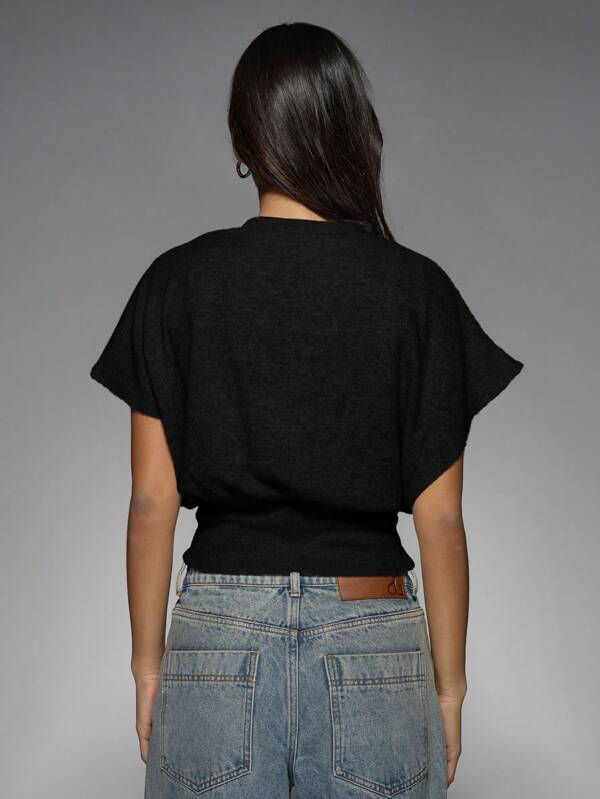 MISSGUIDED Music Festival Cinched Waist Slinky Dolman Sleeves T-Shirt