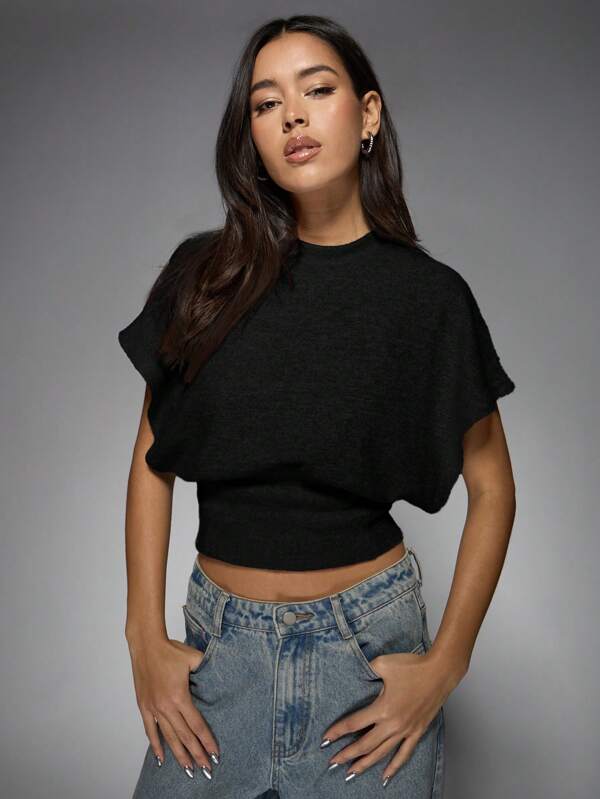 MISSGUIDED Music Festival Cinched Waist Slinky Dolman Sleeves T-Shirt